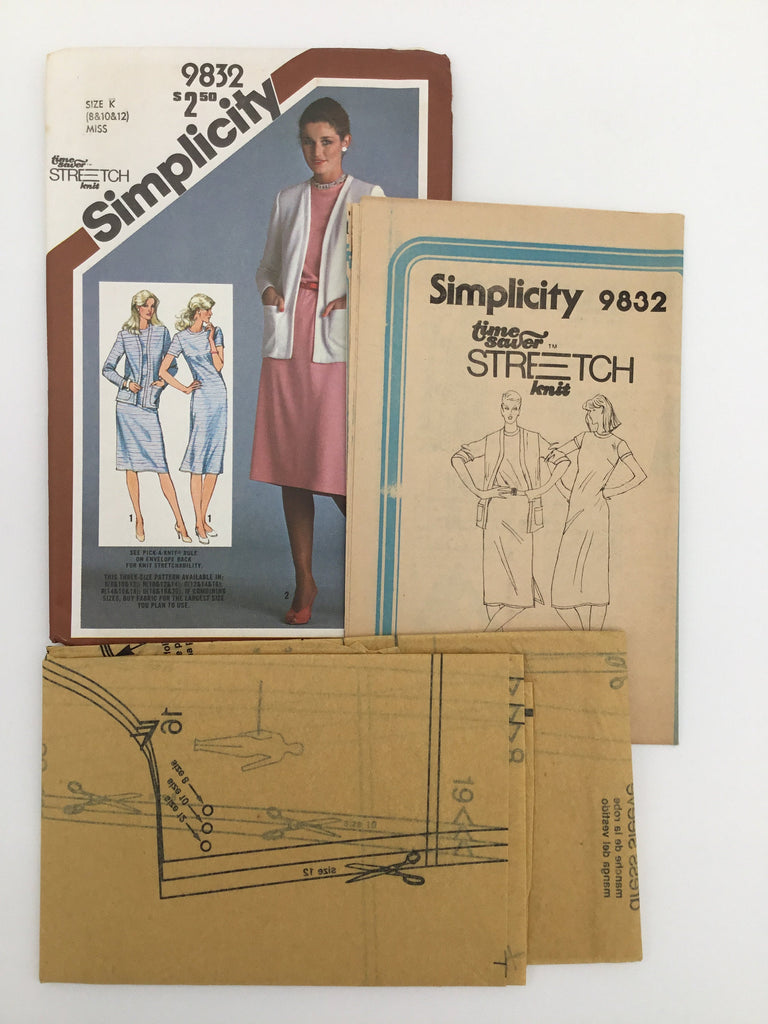Simplicity 9832 (1980) Dress and Cardigan-Jacket - Vintage Uncut Sewing Pattern
