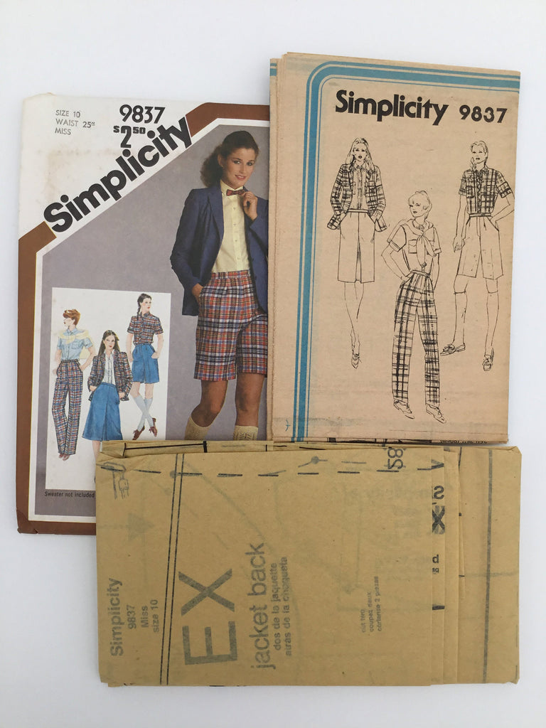 Simplicity 9837 (1980) Shirt, Skirt, Pants, Shorts, and Jacket - Vintage Uncut Sewing Pattern