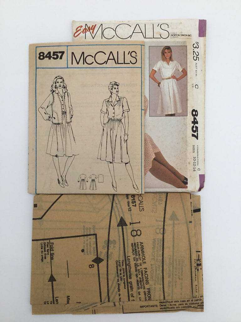 McCall's 8457 (1983) Dress and Vest - Vintage Uncut Sewing Pattern