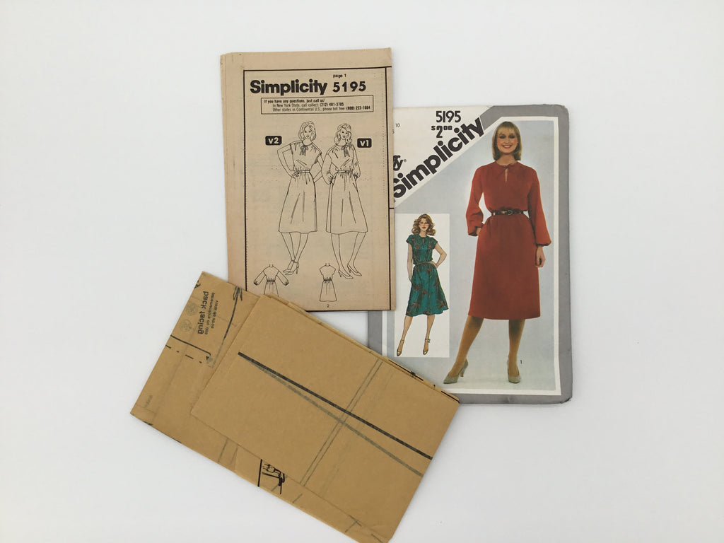 Simplicity 5195 (1981) Dress with Sleeve Variations - Vintage Uncut Sewing Pattern
