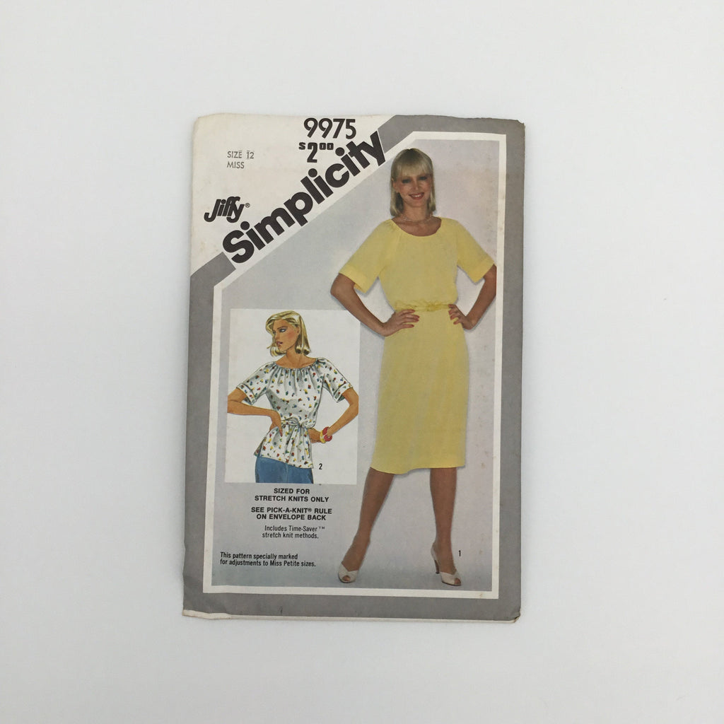 Simplicity 9975 (1981) Dress and Tunic - Vintage Uncut Sewing Pattern