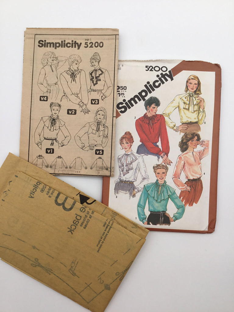 Simplicity 5200 (1981) Blouse with Neckline Variations - Vintage Uncut Sewing Pattern