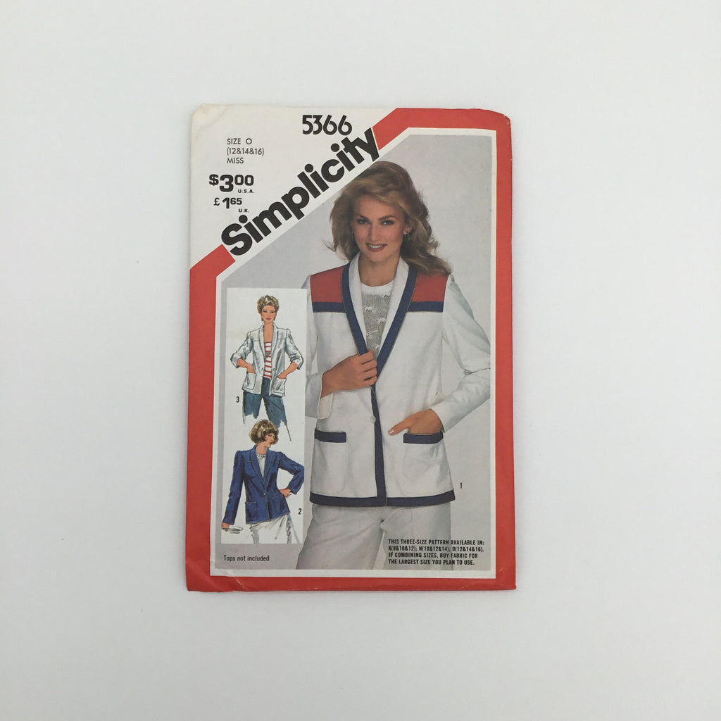 Simplicity 5366 (1981) Jacket - Vintage Uncut Sewing Pattern
