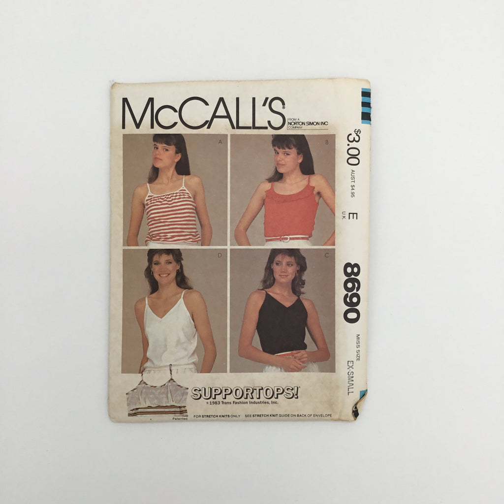 McCall's 8690 (1983) Tops with Built-In Bra - Vintage Uncut Sewing Pattern