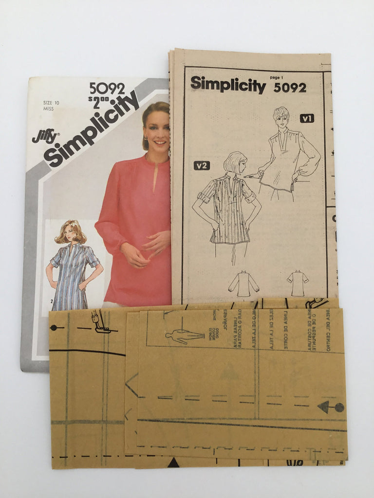 Simplicity 5092 (1981) Tunic with Sleeve Variations - Vintage Uncut Sewing Pattern