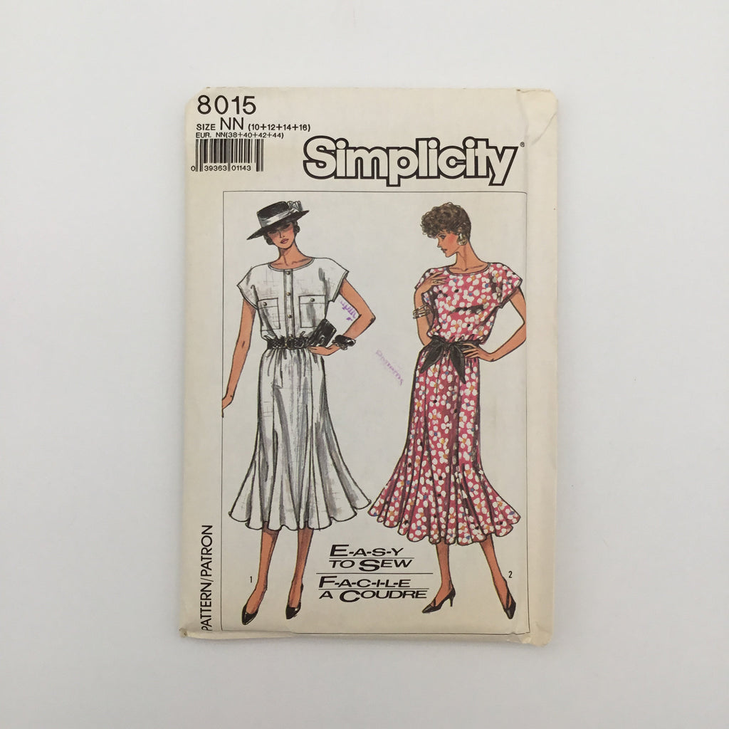 Simplicity 8015 (1987) Dress with Length Variations - Vintage Uncut Sewing Pattern