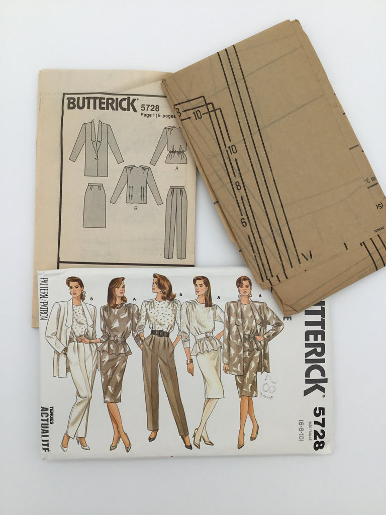 Butterick 5728 (1987) Jacket, Top, Skirt, and Pants - Vintage Uncut Sewing Pattern