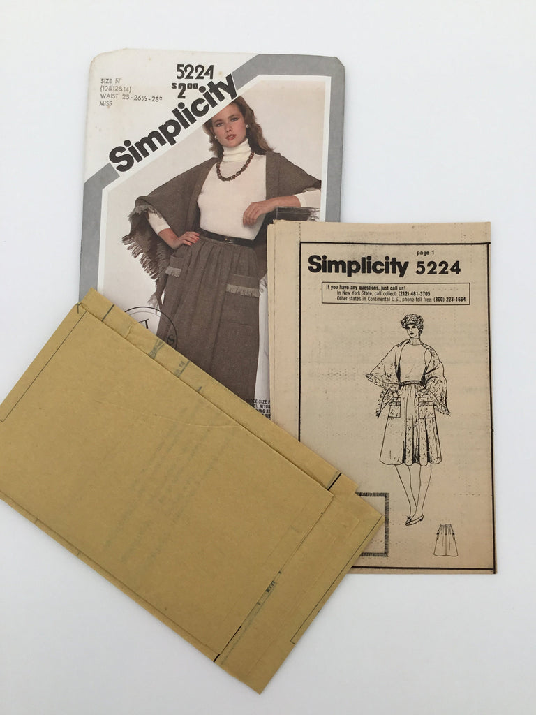 Simplicity 5224 (1981) Skirt and Shawl - Vintage Uncut Sewing Pattern