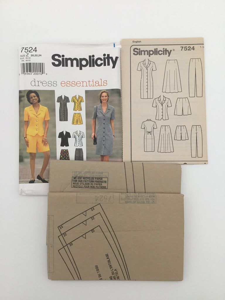 Simplicity 7524 (1997) Dress, Top, Skirt, Pants, and Shorts - Vintage Uncut Sewing Pattern