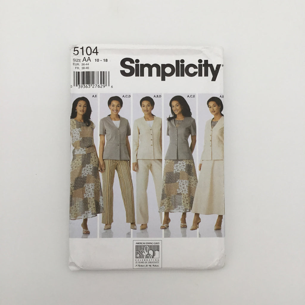 Simplicity 5104 (2004) Top, Jacket, Pants, and Skirt - Uncut Sewing Pattern