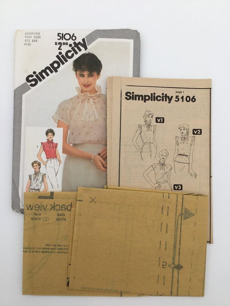 Simplicity 5106 (1981) Blouse with Sleeve Variations - Vintage Uncut Sewing Pattern