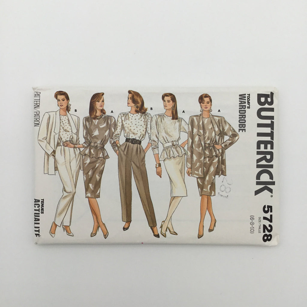 Butterick 5728 (1987) Jacket, Top, Skirt, and Pants - Vintage Uncut Sewing Pattern