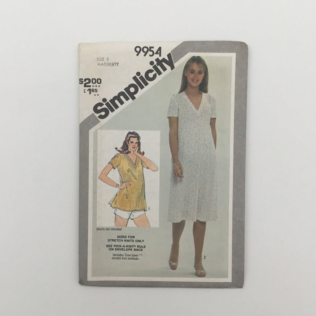 Simplicity 9954 (1981) Maternity Dress or Top - Vintage Uncut Sewing Pattern