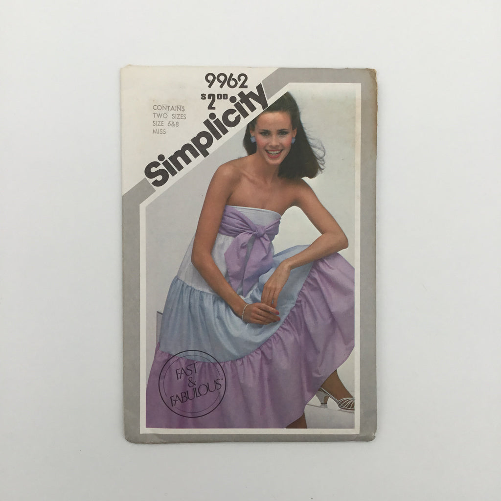 Simplicity 9962 (1981) Strapless Dress - Vintage Uncut Sewing Pattern