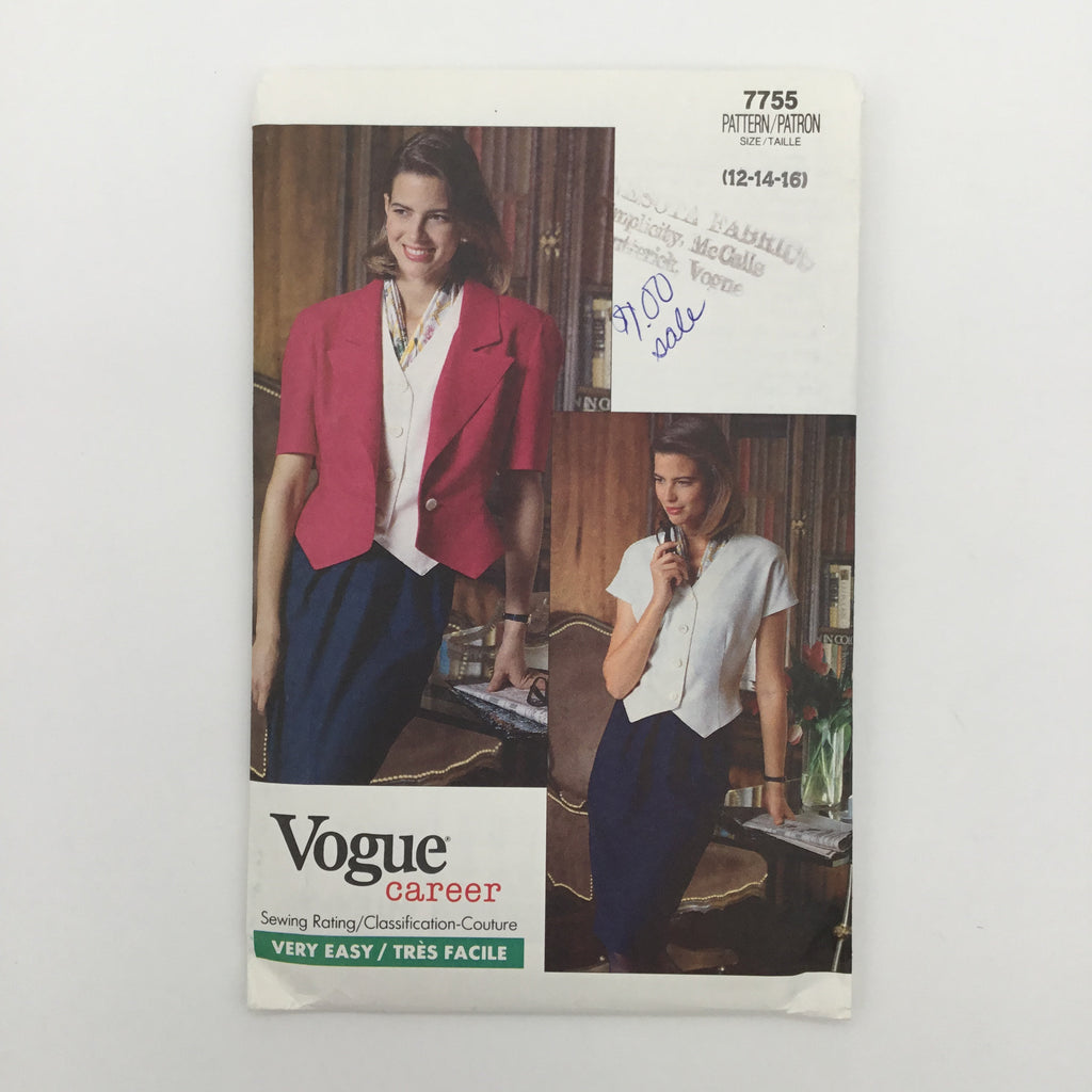 Vogue 7755 (1990) Jacket, Top, and Skirt - Vintage Uncut Sewing Pattern