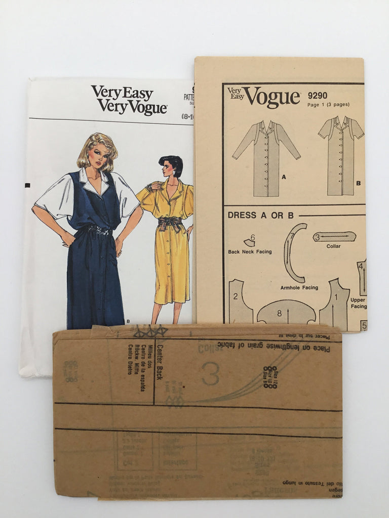 Vogue 9290 (1985) Dress with Sleeve Variations - Vintage Uncut Sewing Pattern