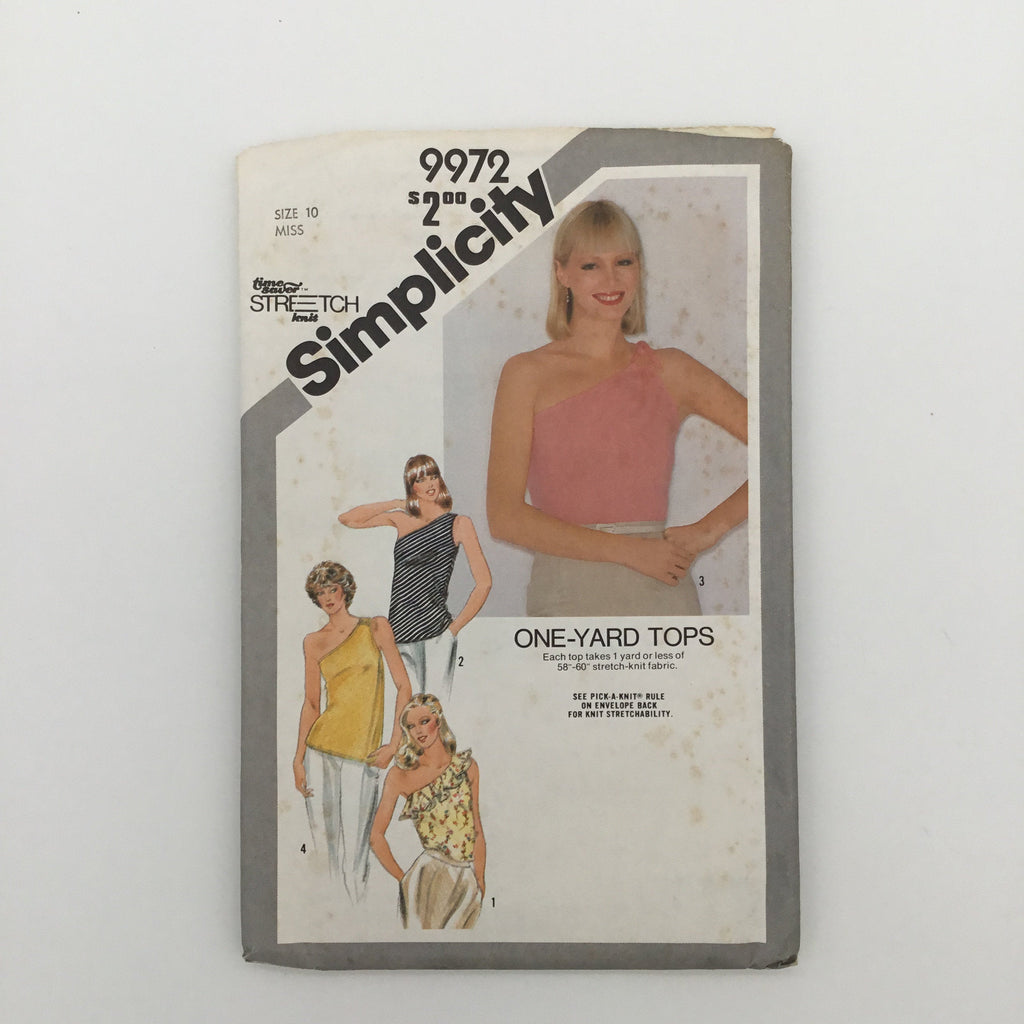 Simplicity 9972 (1981) One Shoulder Tops - Vintage Uncut Sewing Pattern