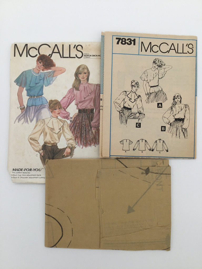 McCall's 7831 (1981) Blouse with Neckline and Sleeve Variations - Vintage Uncut Sewing Pattern
