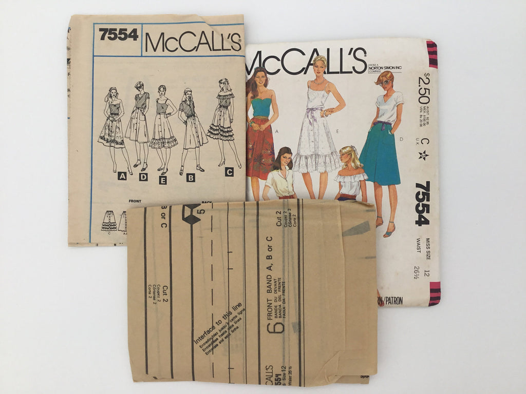 McCall's 7554 (1981) Skirts with Style Variations - Vintage Uncut Sewing Pattern
