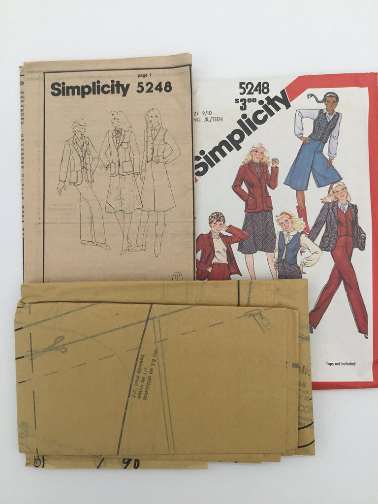 Simplicity 5248 (1981) Skirt, Pants, Culottes, Vest, and Jacket - Vintage Uncut Sewing Pattern