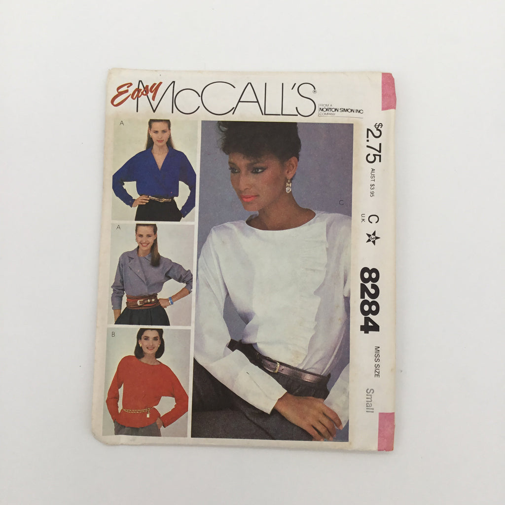 McCall's 8284 (1982) Blouse with Neckline Variations - Vintage Uncut Sewing Pattern