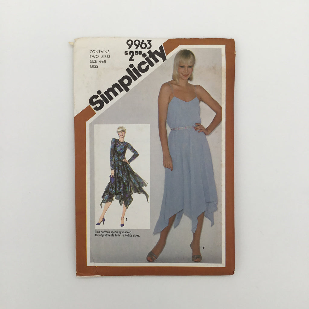 Simplicity 9963 (1981)  Handkerchief Hem Dress - Vintage Uncut Sewing Pattern