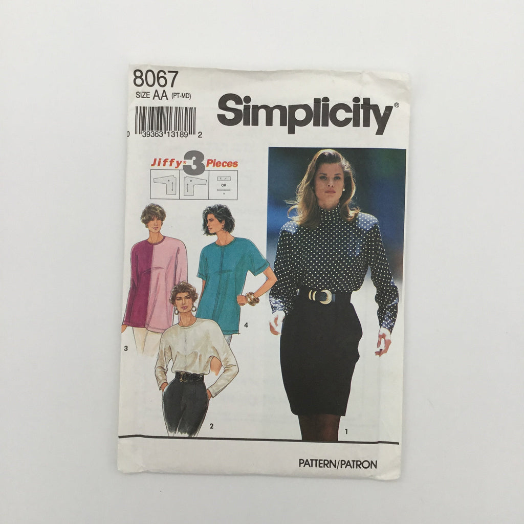 Simplicity 8067 (1992) Top with Neckline and Sleeve Variations - Vintage Uncut Sewing Pattern