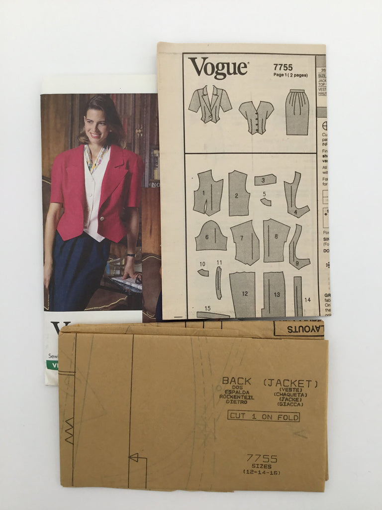 Vogue 7755 (1990) Jacket, Top, and Skirt - Vintage Uncut Sewing Pattern