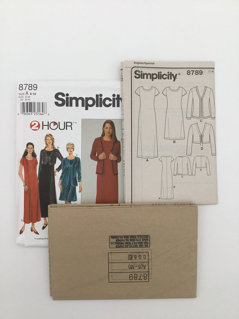 Simplicity 8789 (1999) Dress and Jacket - Vintage Uncut Sewing Pattern
