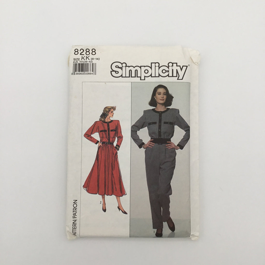 Simplicity 8288 (1987) Dress and Jumpsuit - Vintage Uncut Sewing Pattern