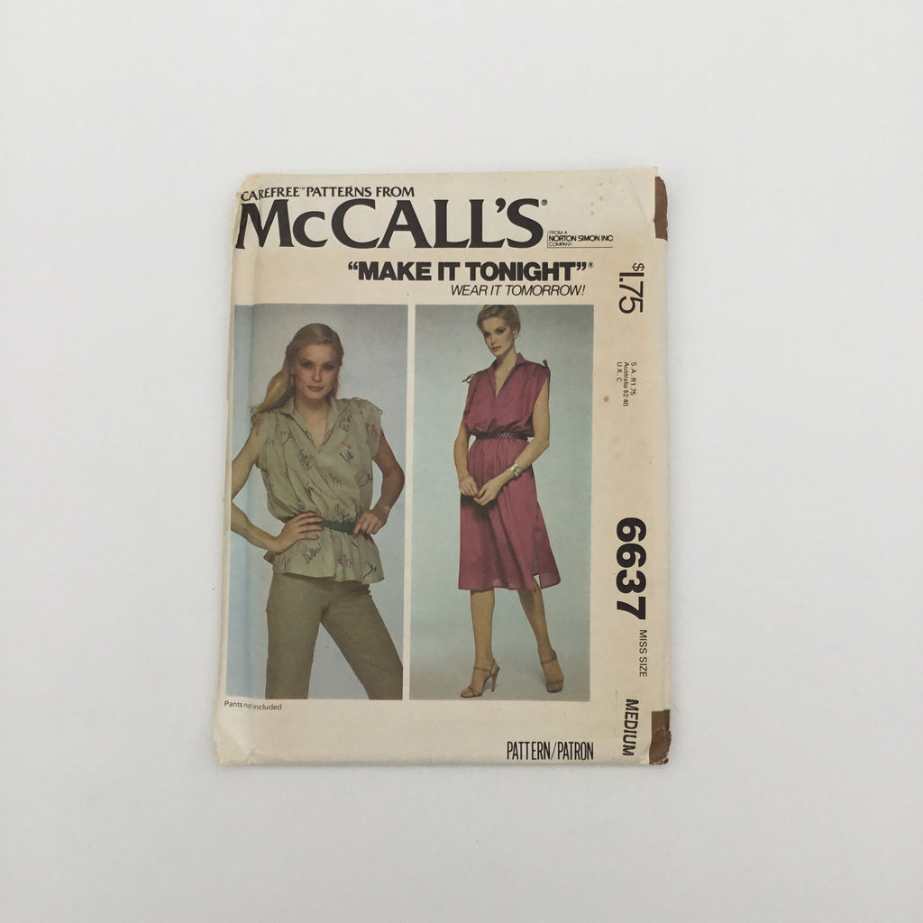 McCall's 6637 (1979) Dress and Top - Vintage Uncut Sewing Pattern