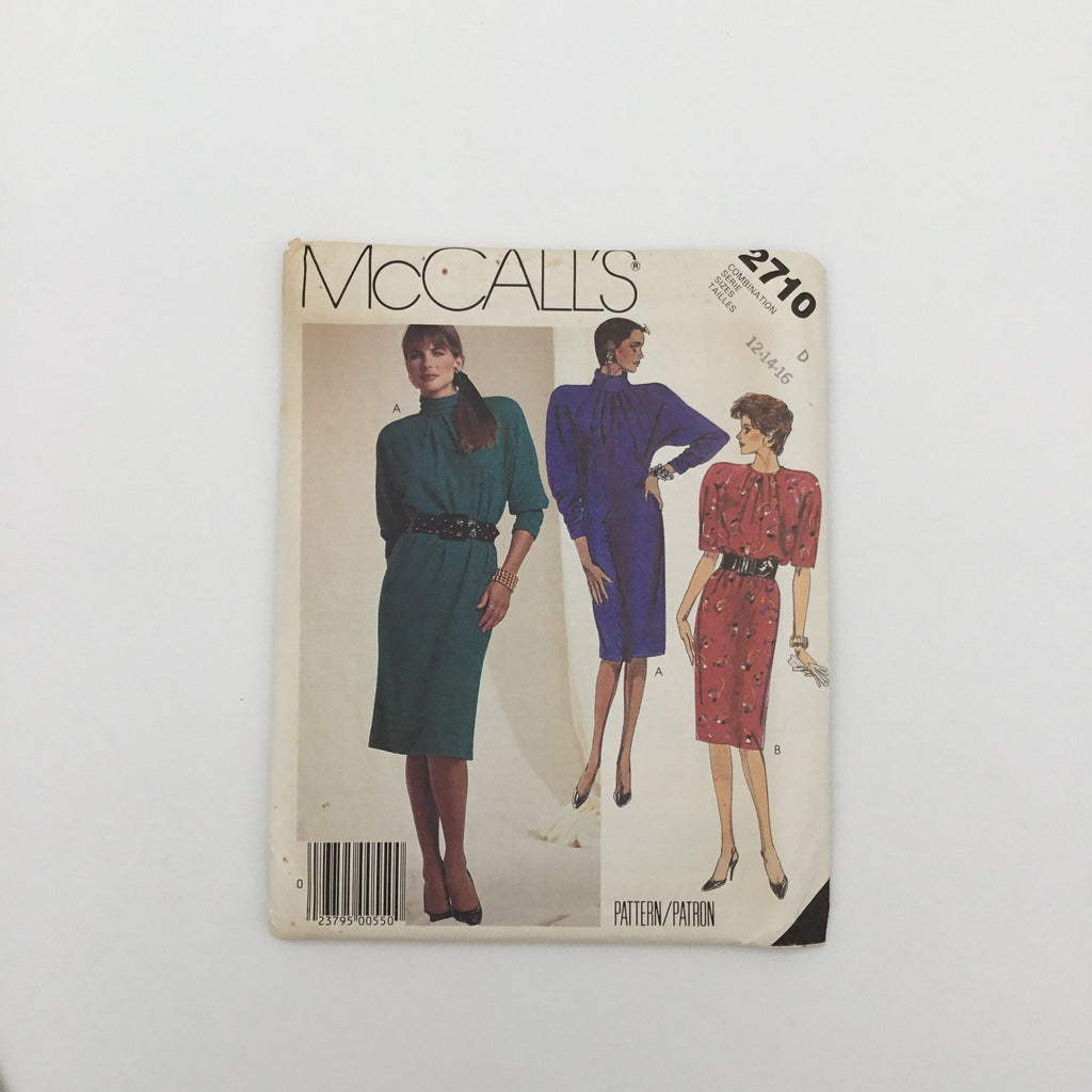 McCall's 2710 (1986) Dress with Sleeve Variations - Vintage Uncut Sewing Pattern