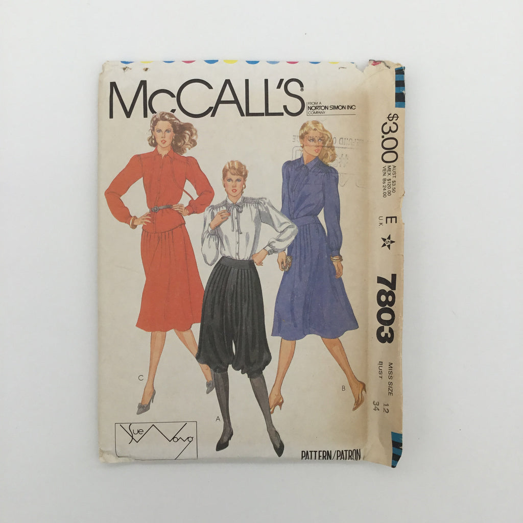 McCall's 7803 (1981) Blouse, Knickers, and Skirt - Vintage Uncut Sewing Pattern