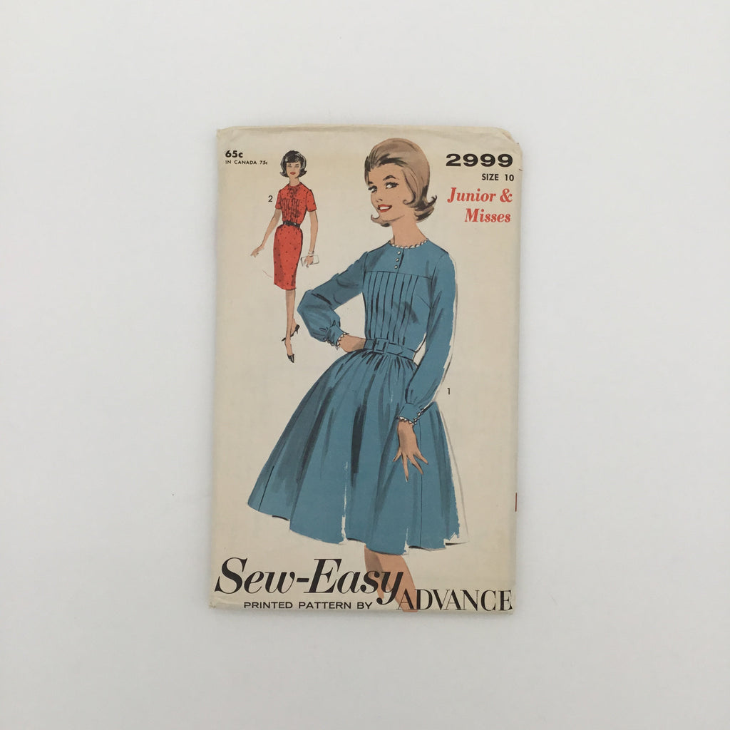 Advance 2999 Dress with Skirt Variations Vintage Uncut Sewing Pattern