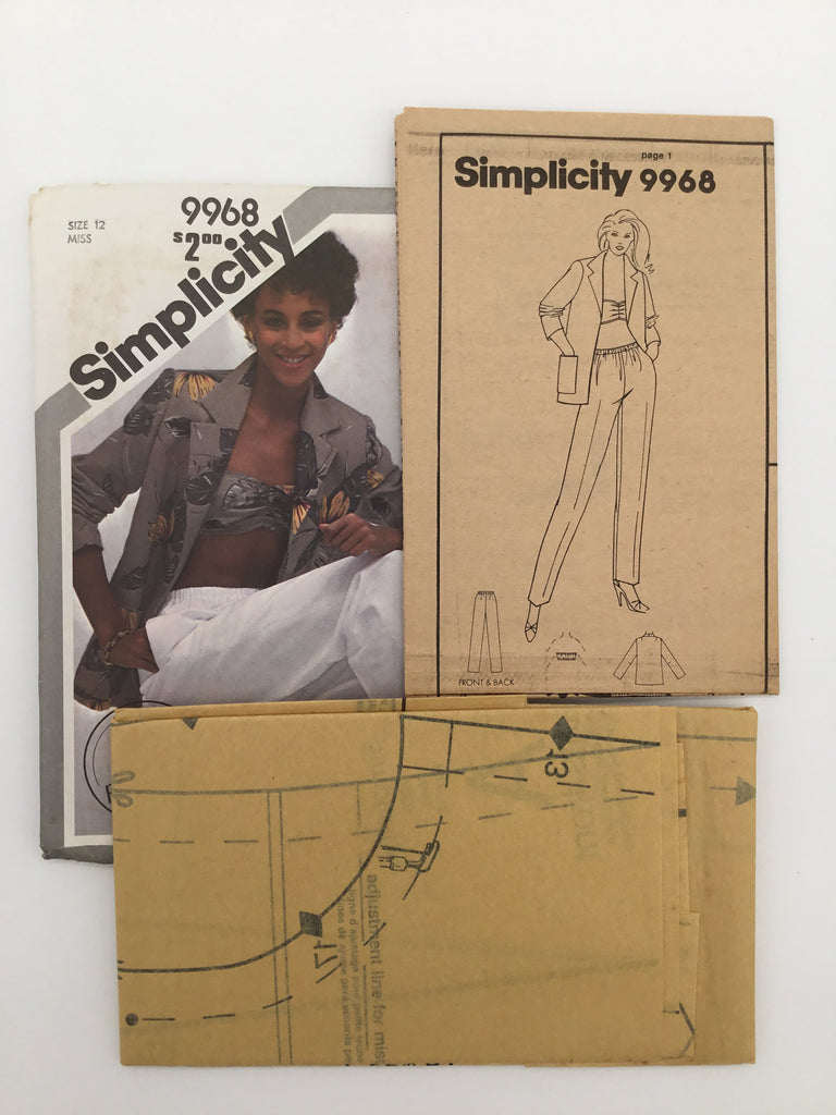 Simplicity 9968 (1981) Bandeau, Jacket, and Pants - Vintage Uncut Sewing Pattern