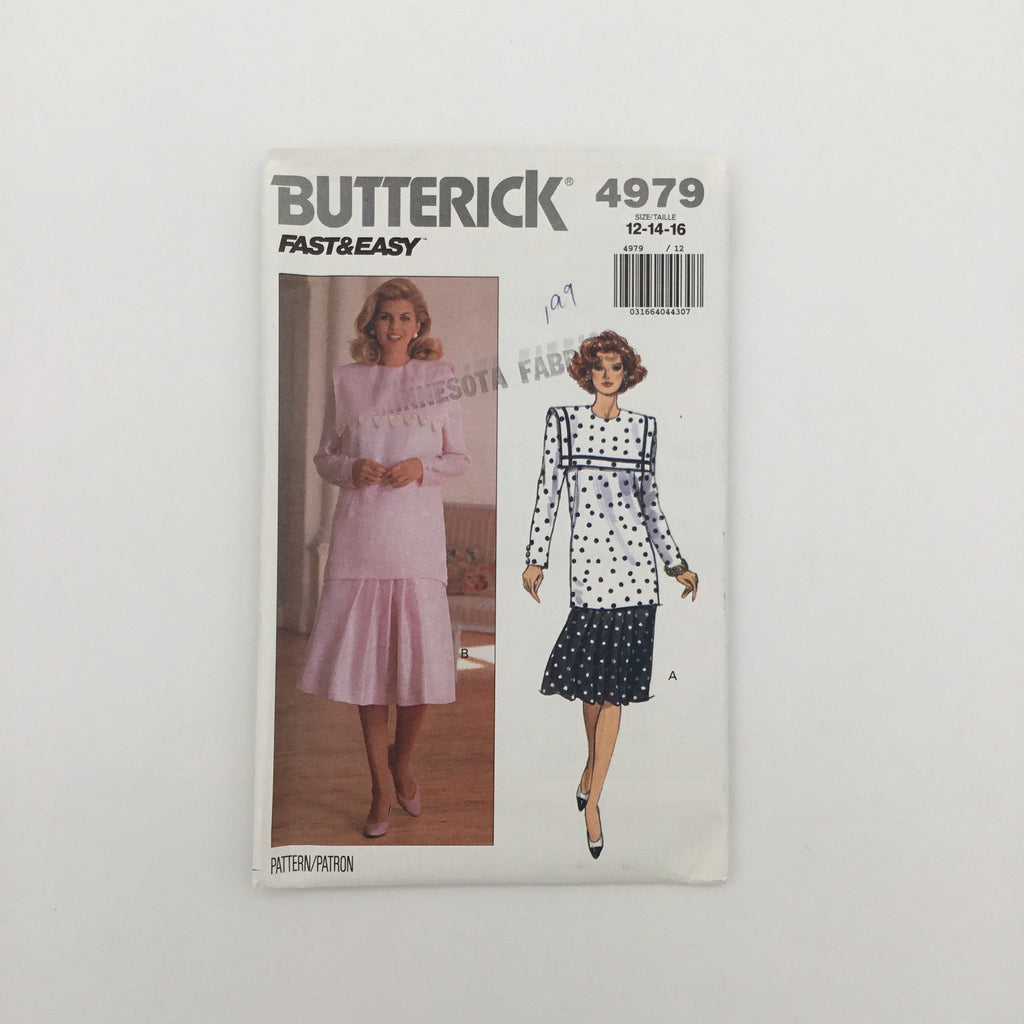 Butterick 4979 (1990) Top and Skirt - Vintage Uncut Sewing Pattern