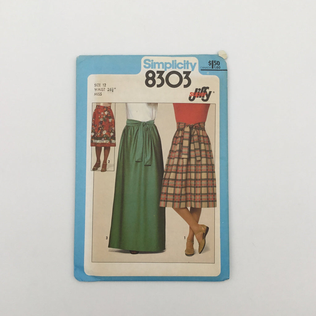 Simplicity 8303 (1977) Skirt with Length Variations - Size 12 - Vintage Uncut Sewing Pattern