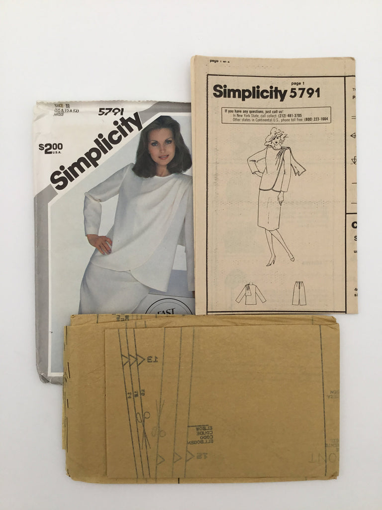 Simplicity 5791 (1982) Asymmetrical Wrap Jacket and Skirt - Vintage Uncut Sewing Pattern