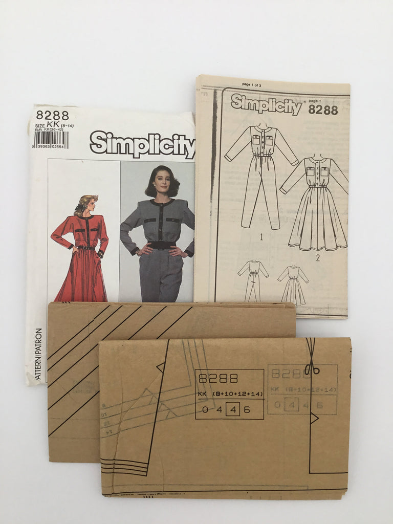 Simplicity 8288 (1987) Dress and Jumpsuit - Vintage Uncut Sewing Pattern