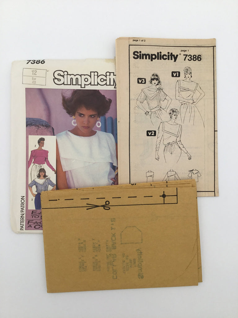 Simplicity 7386 (1986) Pullover Top - Vintage Uncut Sewing Pattern