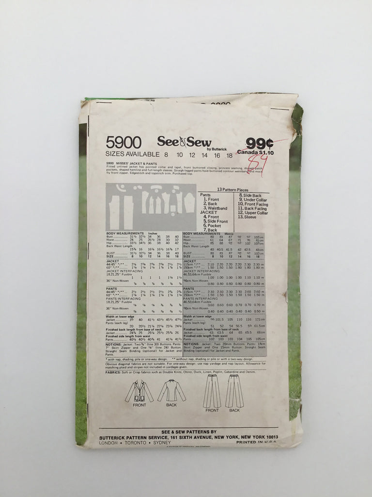 See & Sew 5900 Jacket and Pants - Vintage Uncut Sewing Pattern