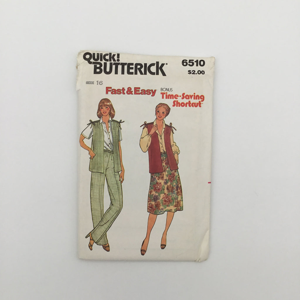 Butterick 6510 Vest, Pants, and Skirt - Vintage Uncut Sewing Pattern