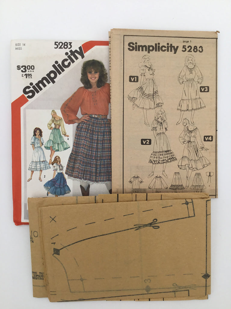 Simplicity 5283 (1981) Blouse, Skirt, Petticoat, and Waist-Cincher - Vintage Uncut Sewing Pattern