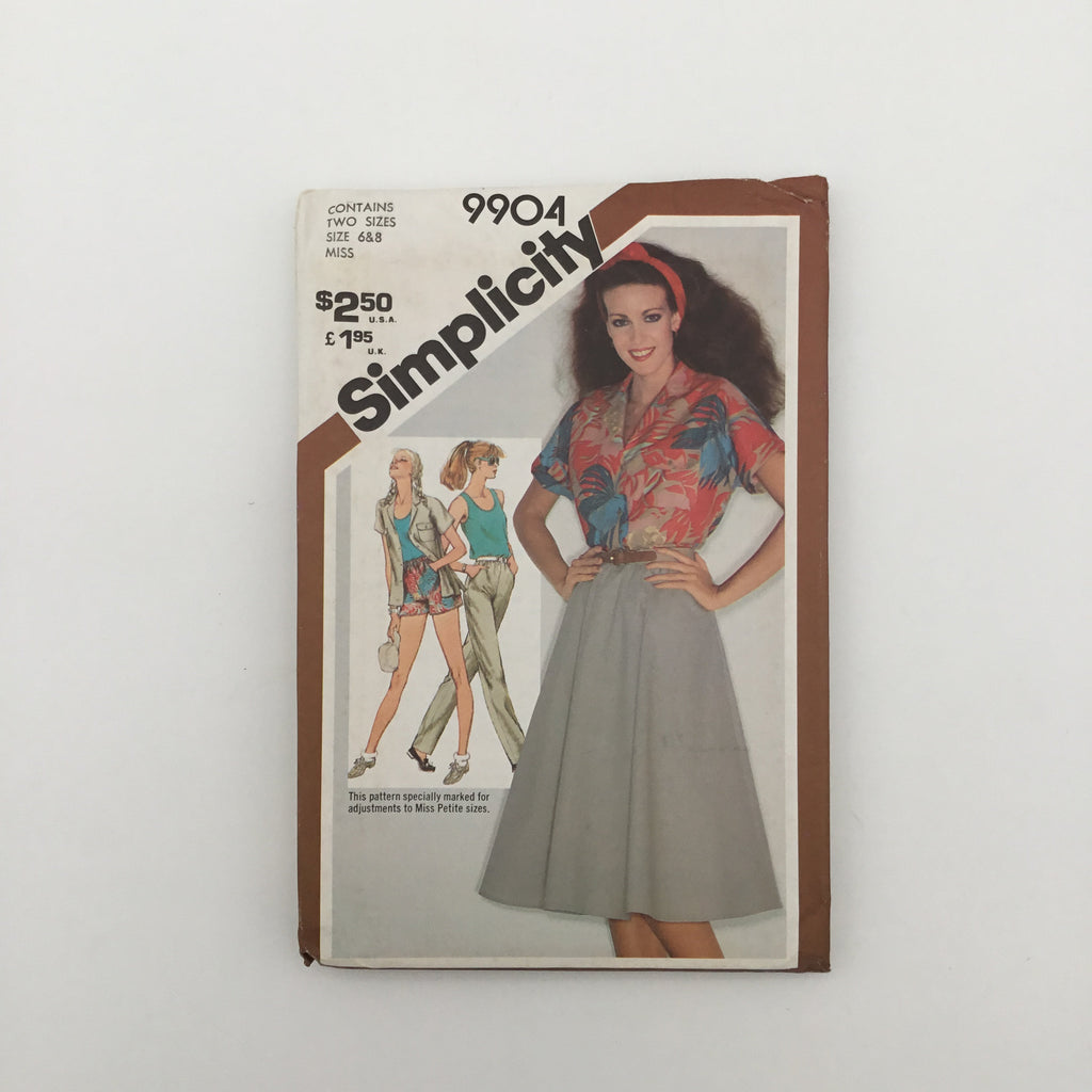 Simplicity 9904 (1981) Shirt, Tank Top, Skirt, Pants, and Shorts - Vintage Uncut Sewing Pattern