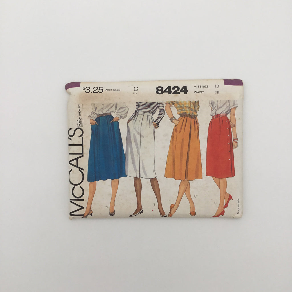 McCall's 8424 (1983) Skirt with Pleat Variations - Vintage Uncut Sewing Pattern