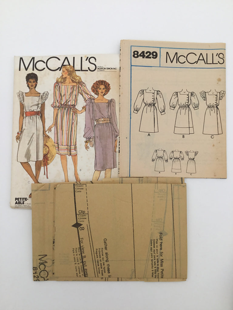McCall's 8429 (1983) Dress with Sleeve Variations - Vintage Uncut Sewing Pattern