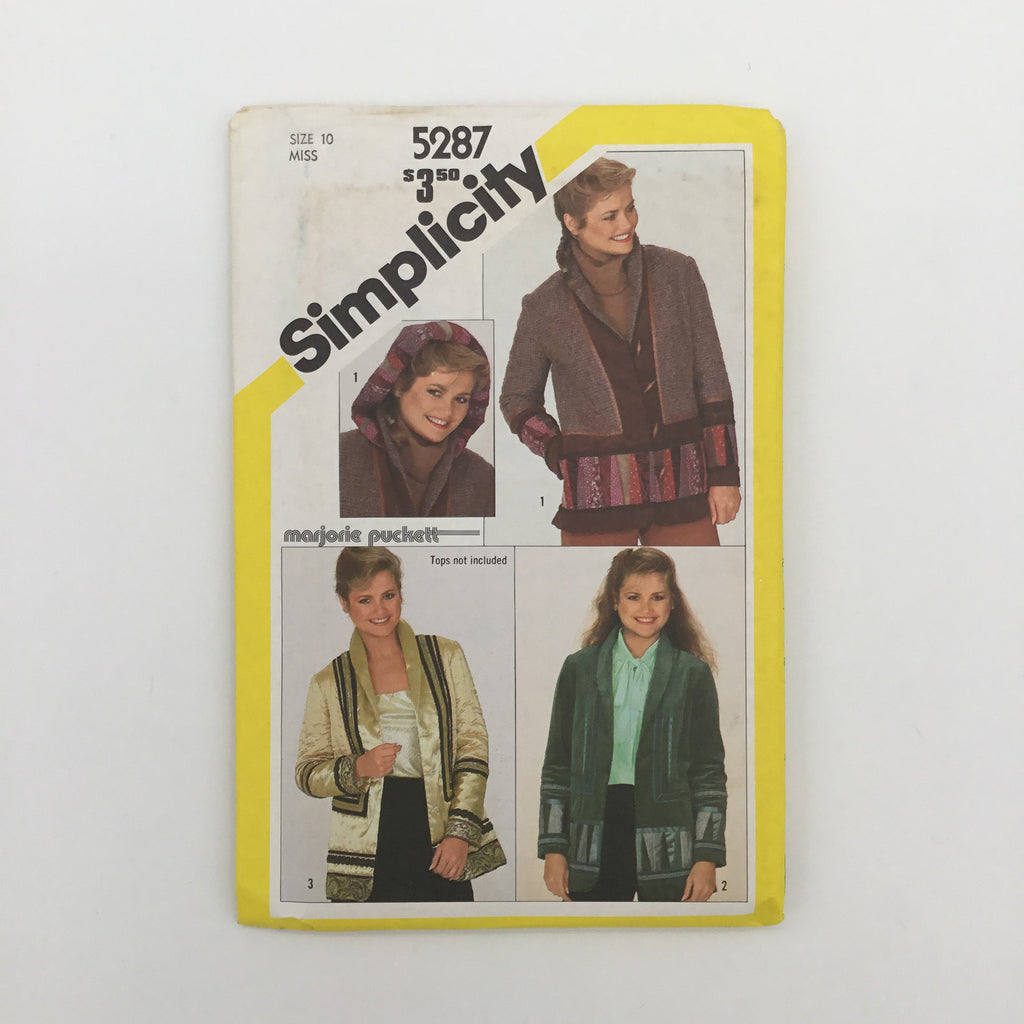 Simplicity 5287 (1981) String Quilted Jacket with Detachable Hood - Vintage Uncut Sewing Pattern