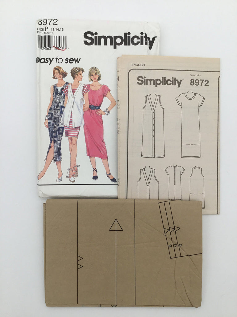 Simplicity 8972 (1994) Dress and Vest with Length Variations - Vintage Uncut Sewing Pattern