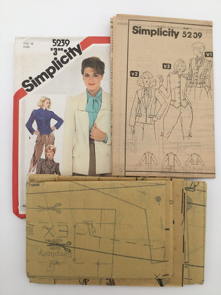 Simplicity 5239 (1981) Jacket with Style Variations - Vintage Uncut Sewing Pattern