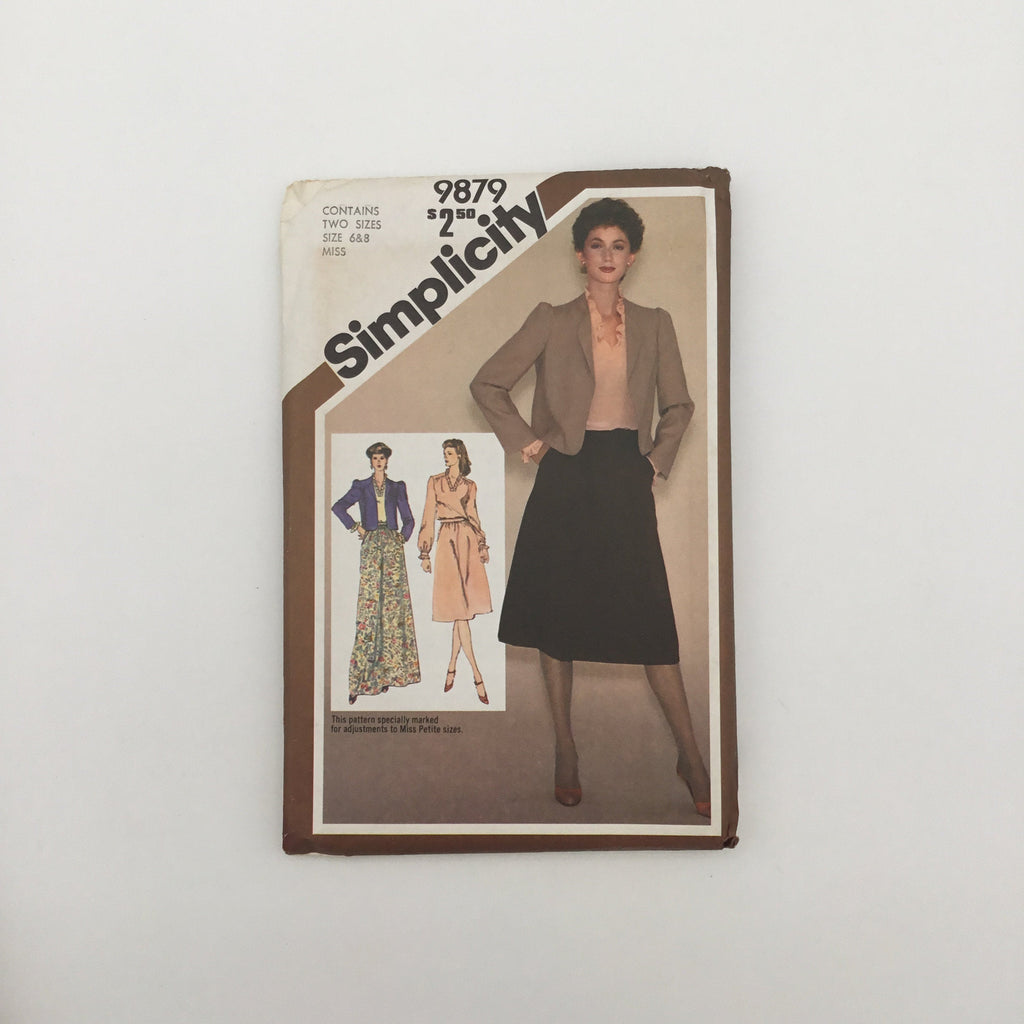 Simplicity 9879 (1980) Jacket, Blouse, and Skirt with Length Variations - Vintage Uncut Sewing Pattern